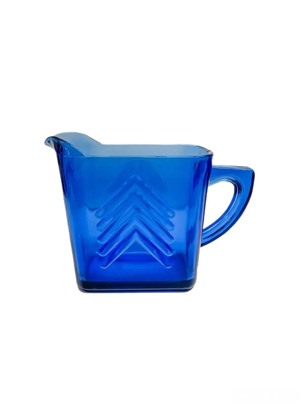 Vintage Hazel Atlas Cobalt Blue Chevron Pattern Creamer Pitcher
